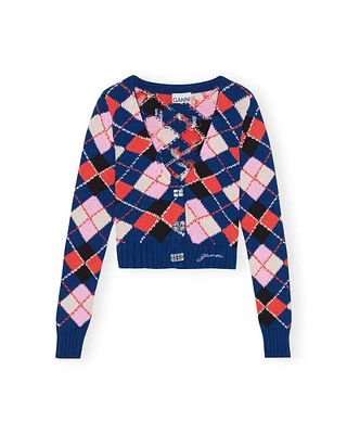 Ganni Graphic Sodalite Blue Cardigan