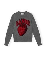 Ganni Graphic Strawberry O-Neck Pullover
