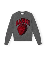 Ganni Graphic Strawberry O-Neck Pullover