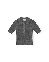 Melange Rib Knit Polo Shirt