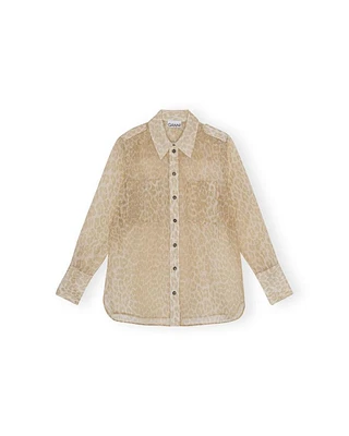 Organza Print Sheer Shirt