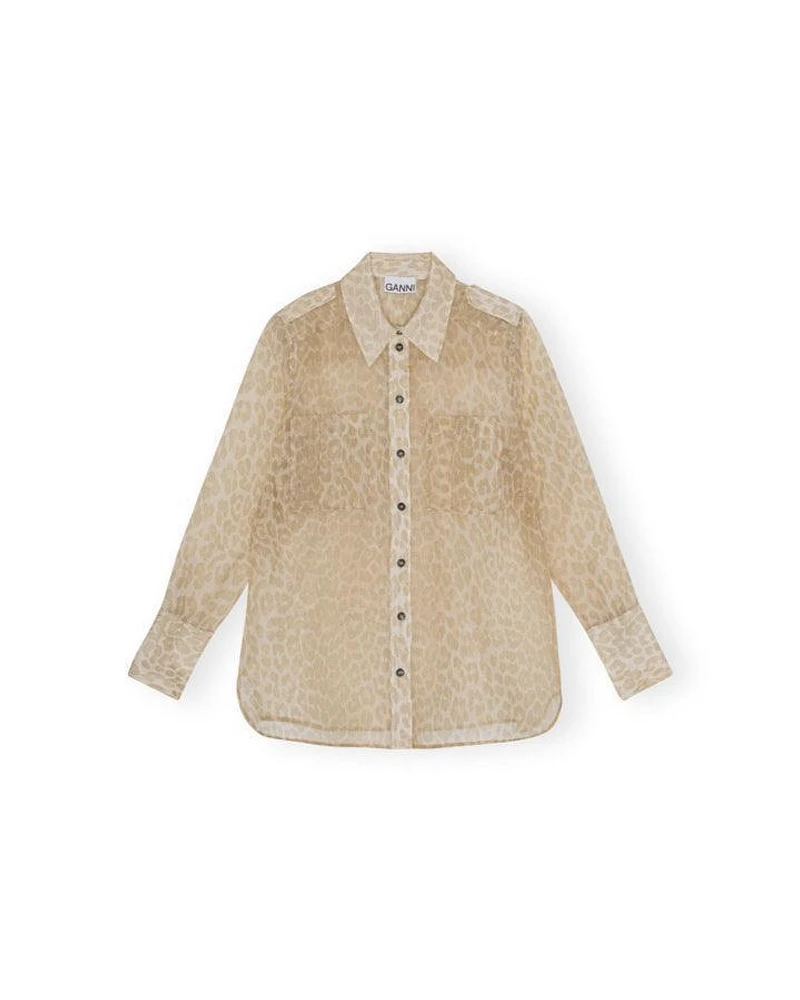 Organza Print Sheer Shirt