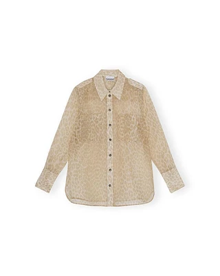Organza Print Sheer Shirt