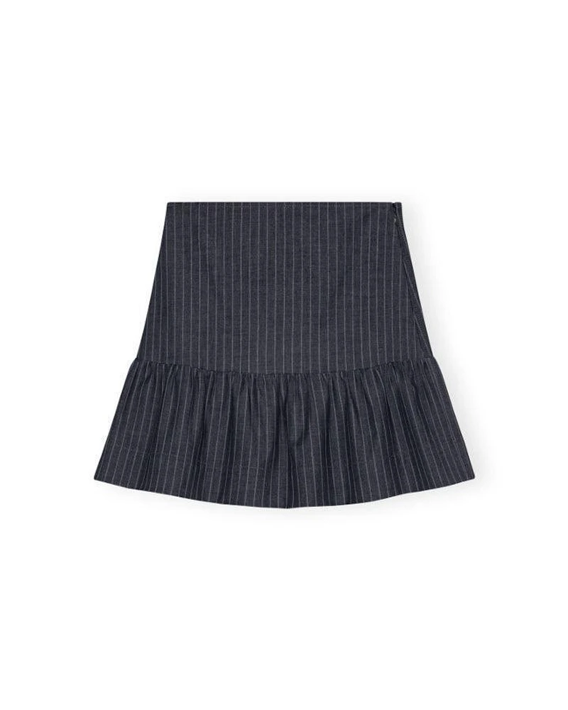 Ganni Pinstripe Flounce Mini Skirt