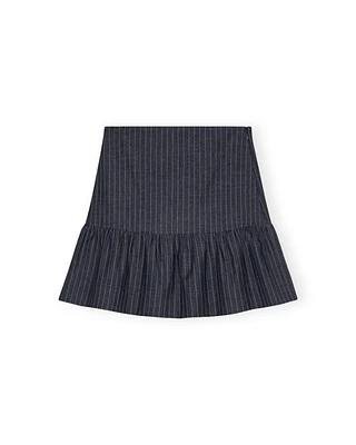 Ganni Pinstripe Flounce Mini Skirt