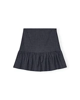 Ganni Pinstripe Flounce Mini Skirt