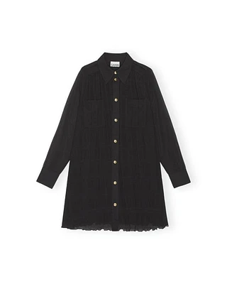 Pleated Georgette Shirt Dress