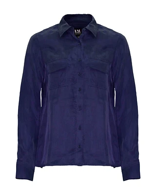 Signature Cupro Blouse Navy