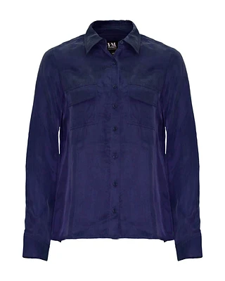 Signature Cupro Blouse Navy