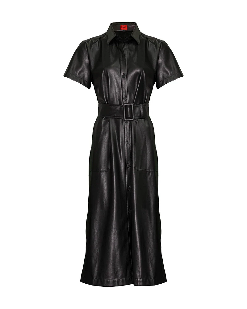 Keleni Pleather Shirt Dress