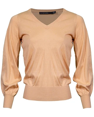 V-Neck Puff Sleeve Pullover