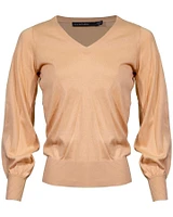 V-Neck Puff Sleeve Pullover