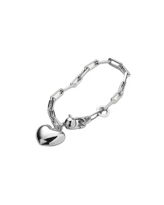 Puffy Heart Silver Bracelet