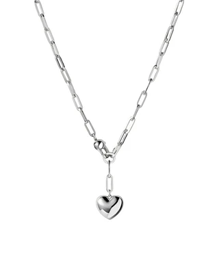 Puffy Heart Silver Chain Necklace
