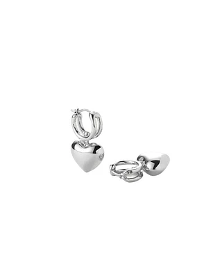 Puffy Heart Silver Huggies