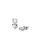 Puffy Heart Silver Huggies