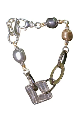 Multi Metal Pearl Bracelet