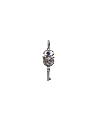 Sterling Silver Owl Pendant with Saphire