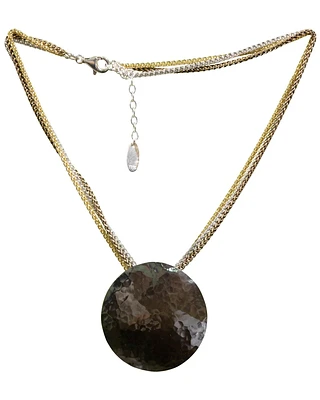 Triple Strand Silver Disk Necklace