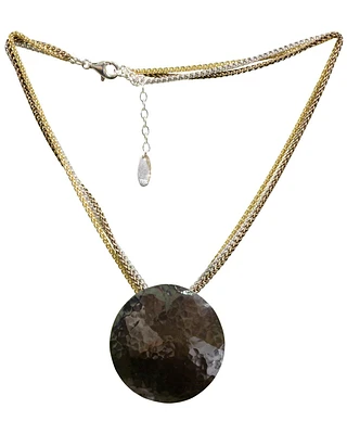 Triple Strand Silver Disk Necklace