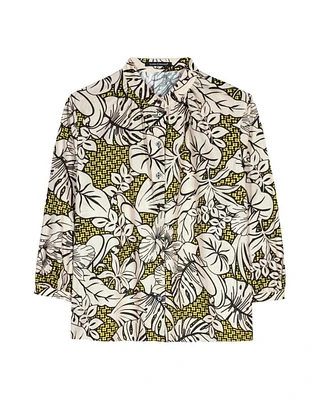 Luisa Cerano Abstract Leaf Motif Print Blouse