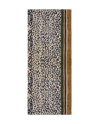 Animal Print Striped Edge Modal Scarf