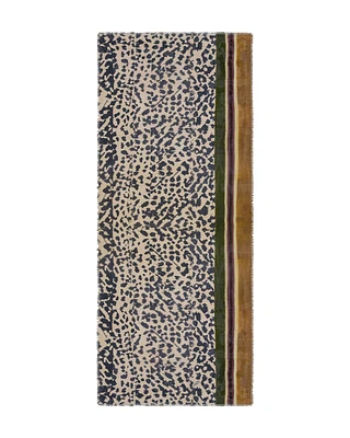 Animal Print Striped Edge Modal Scarf