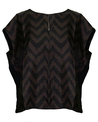 Cap Sleeve Chevron Print Blouse