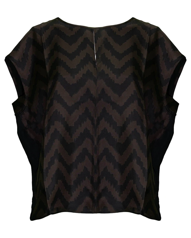 Cap Sleeve Chevron Print Blouse