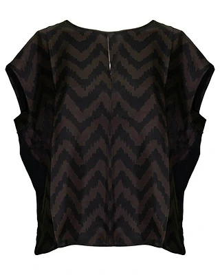 Cap Sleeve Chevron Print Blouse