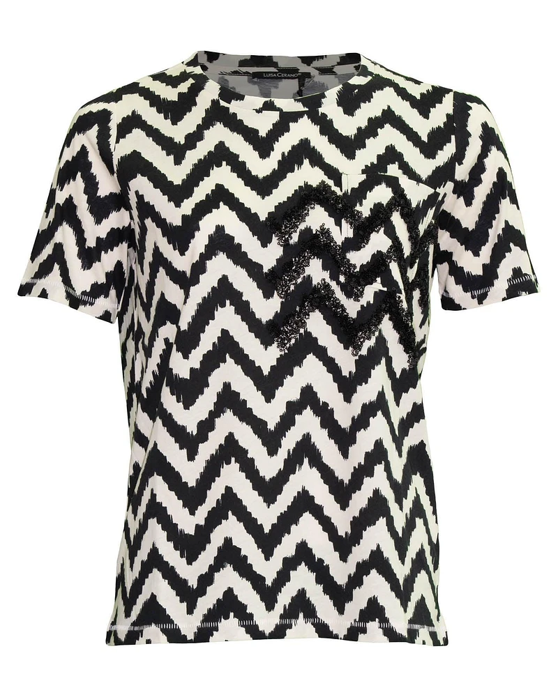 Chevron Print Cotton T-Shirt