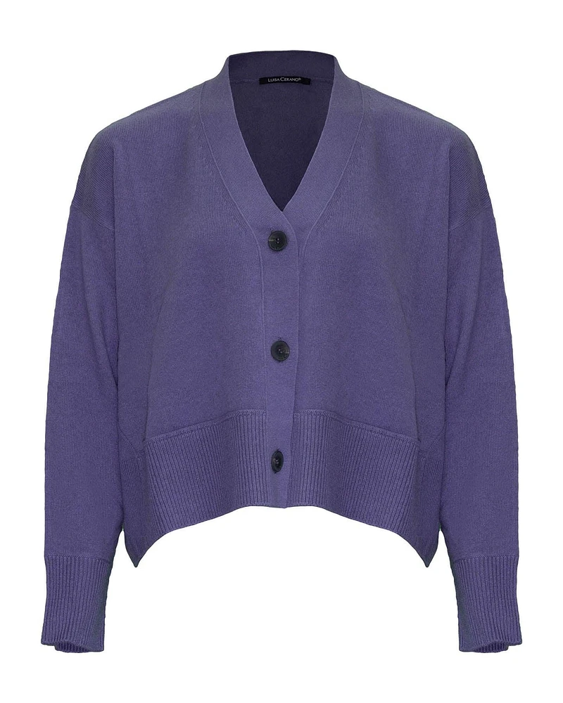 Cropped Button Front Cardigan Mauve