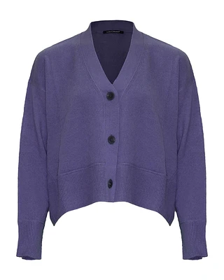 Cropped Button Front Cardigan Mauve