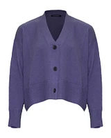 Cropped Button Front Cardigan Mauve