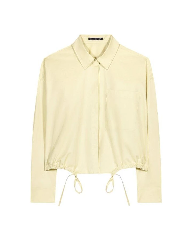 Luisa Cerano Cropped Drawstring Hem Blouse