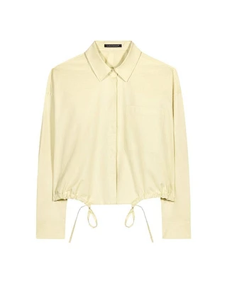 Luisa Cerano Cropped Drawstring Hem Blouse