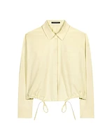 Luisa Cerano Cropped Drawstring Hem Blouse