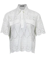 Cropped Eyelet Blouse