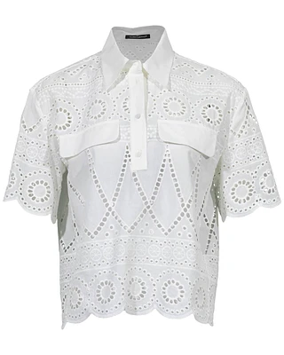 Cropped Eyelet Blouse