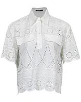 Cropped Eyelet Blouse