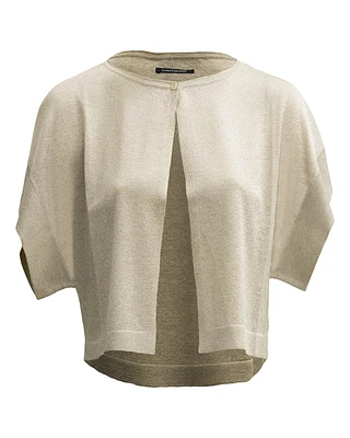 Cropped Open Front Lurex Sweater