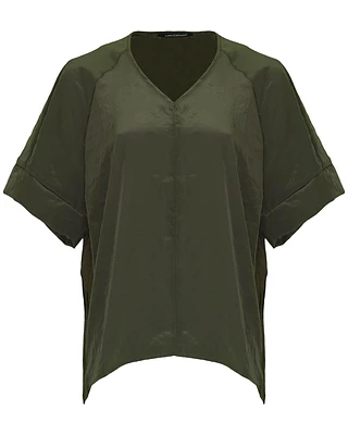 Dark Olive V-Neck Blouse