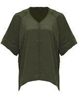 Dark Olive V-Neck Blouse