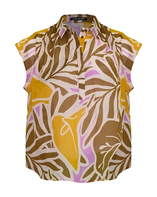 Floral Print Cap Sleeve Shirt