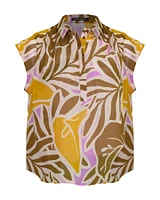 Floral Print Cap Sleeve Shirt