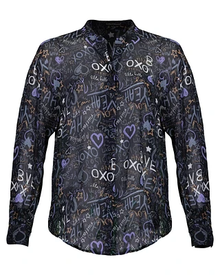 Graphitti Print Blouse