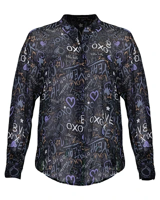 Graphitti Print Blouse