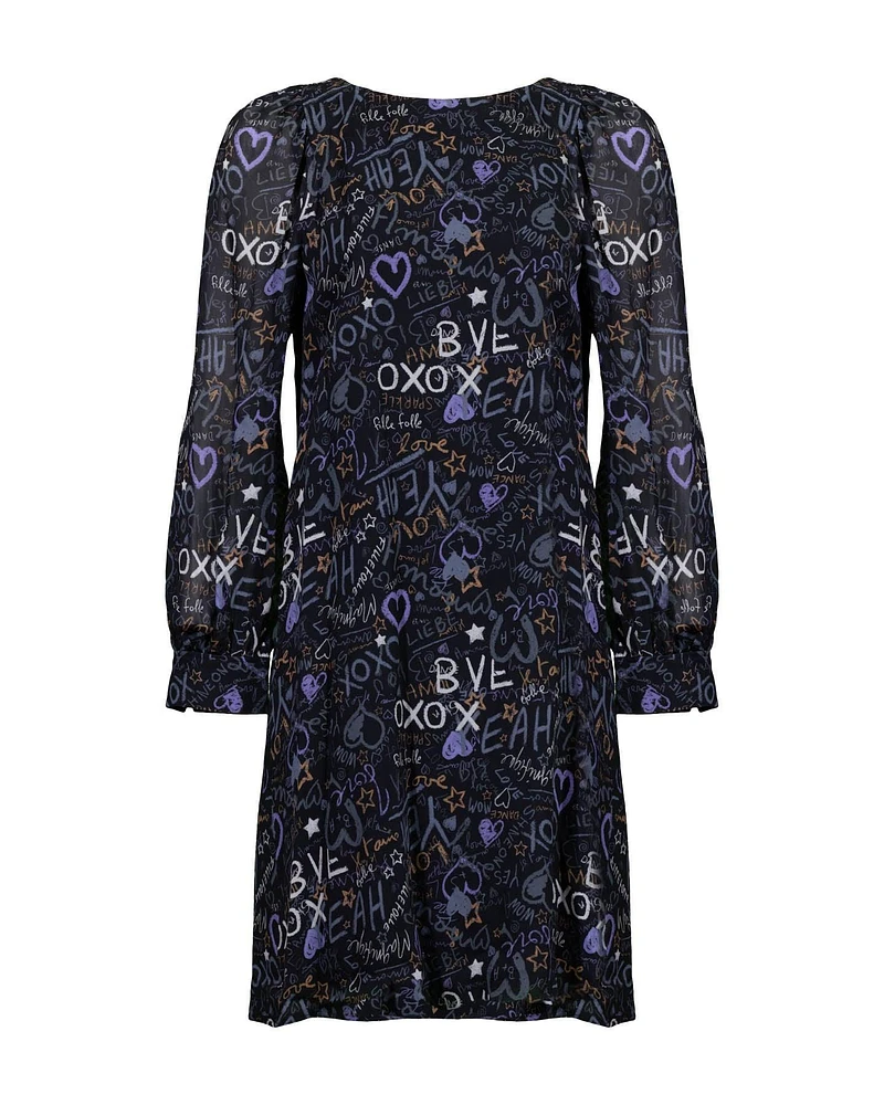 Graphitti Print Dress