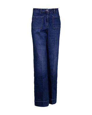 High Rise Wide Leg Patch Pocket Denim