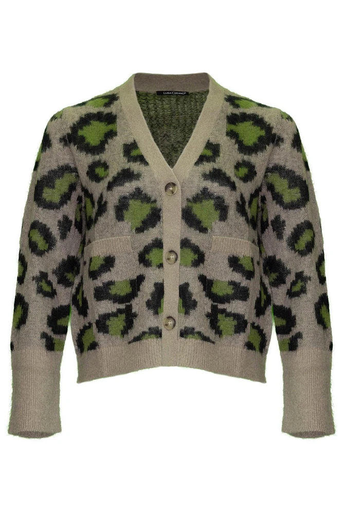 Leopard Print Cardigan Walnut